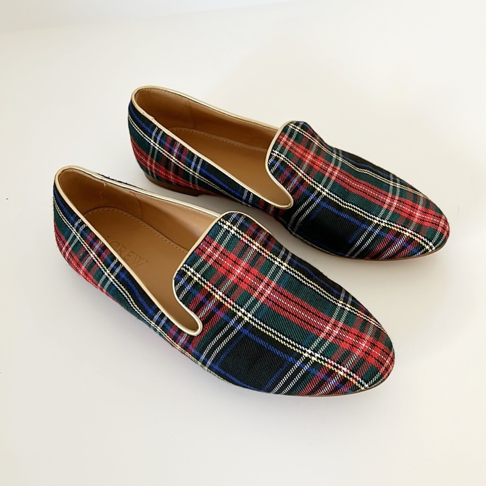 J. Crew Size 6 Stewart Tartan Plaid Holiday Smoking Slippers Slip On Flats